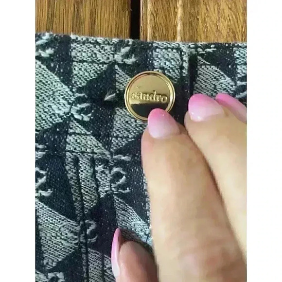 NWT Sandro Women's Blue Navy Logo Ruffle Paulina Mini Skirt Size Small 2 4 - Picture 12 of 16